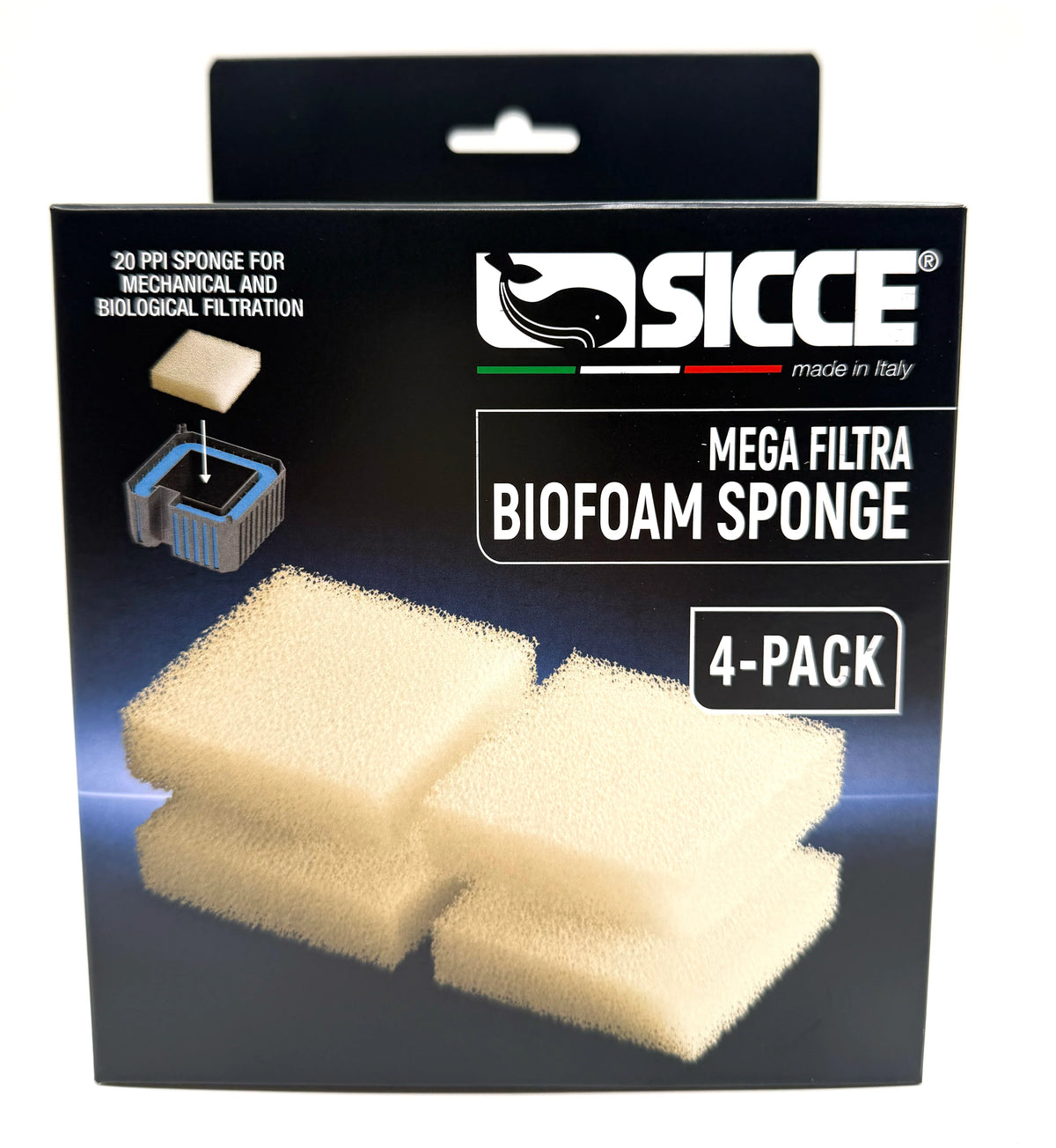 Sicce Mega Filtra Biofoam Sponges (4 Pack) Concrete Blonde Aquatics
