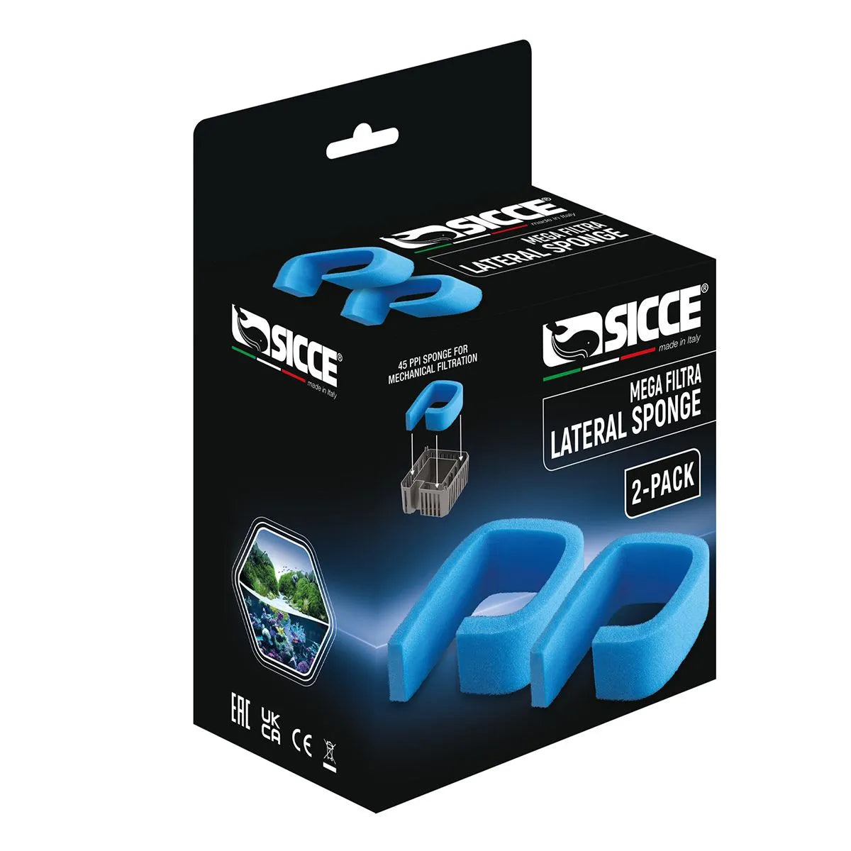 Sicce Mega Filtra Lateral Blue Sponges (2 Pack) Concrete Blonde Aquatics