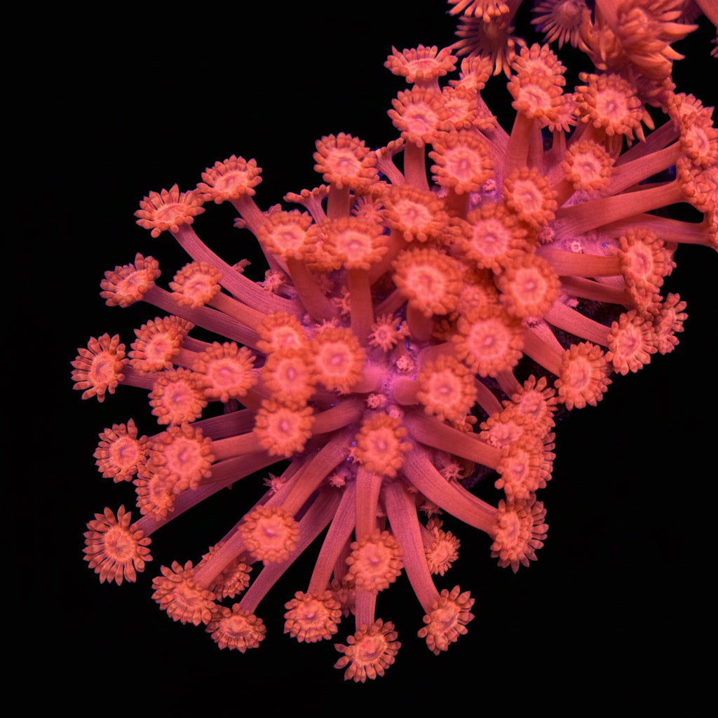 Hot Red Goniopora flower pot Lg