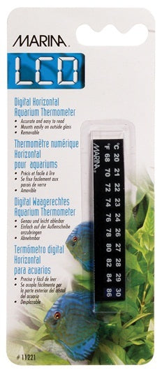 Marina Horizontal LCD Aquarium Thermometer - Centigrade - Fahrenheit - 20 hanggang 30° C (68 hanggang 86° F)