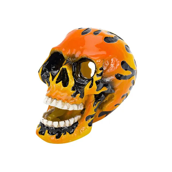 Penn-Plax Deco-Replicas Fire Skull Aquarium Ornament, Mini Resin