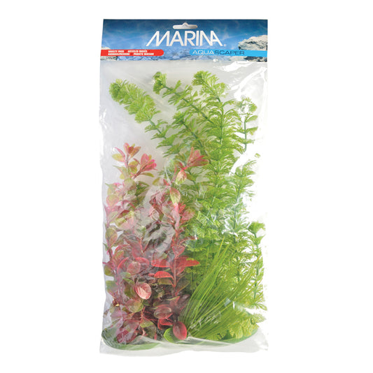 Marina Aquascaper Plastic Plants - Hairgrass (12.5 cm/5 in) - Ambulia (37.5 cm/15 in) & two Red Ludwigia (20 cm/8 in & 30 cm/12