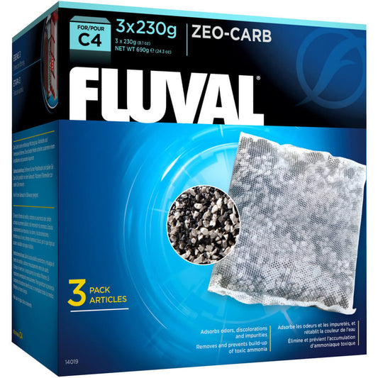 Fluval C4 Zeo-Carb, Replacement Aquarium Filter Media, 3-Pack
