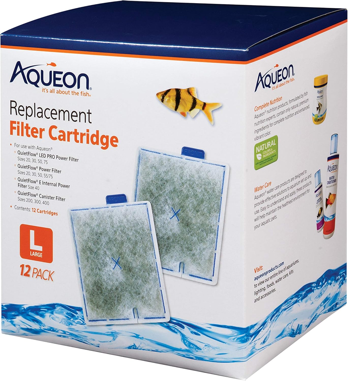 Aqueon Replacement Aquarium Filter Cartridges Large 12pk
