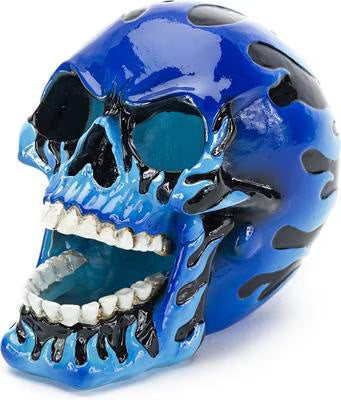 Penn-Plax Deco-Replicas Fire Skull Aquarium Ornament, Mini Resin